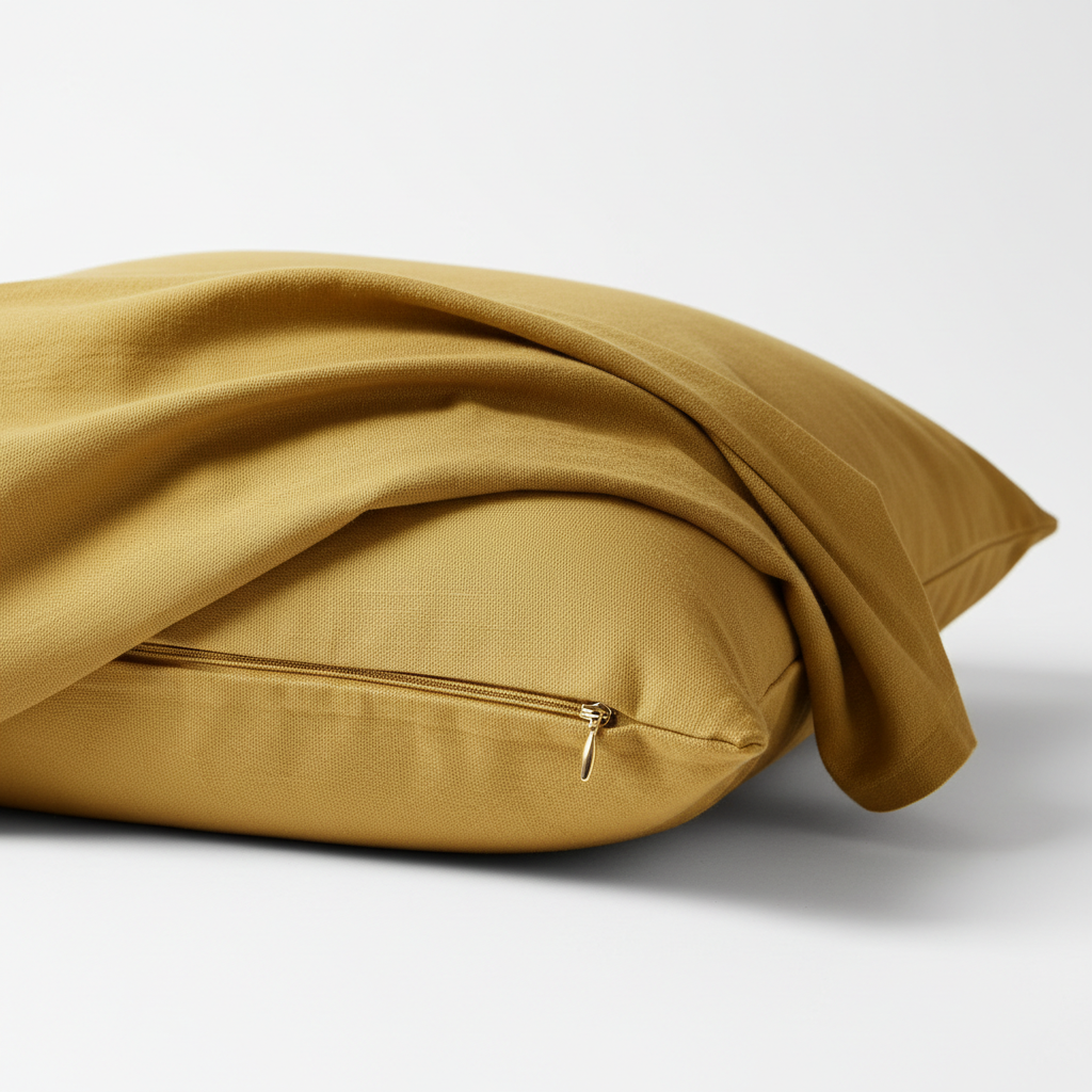 20 x 20 gold pillow throw cover cotton with zipper closure