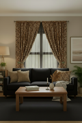 LT Living Co- Cheetah Print Curtains Set (2) Double Layered With a Black Sheer Curtain