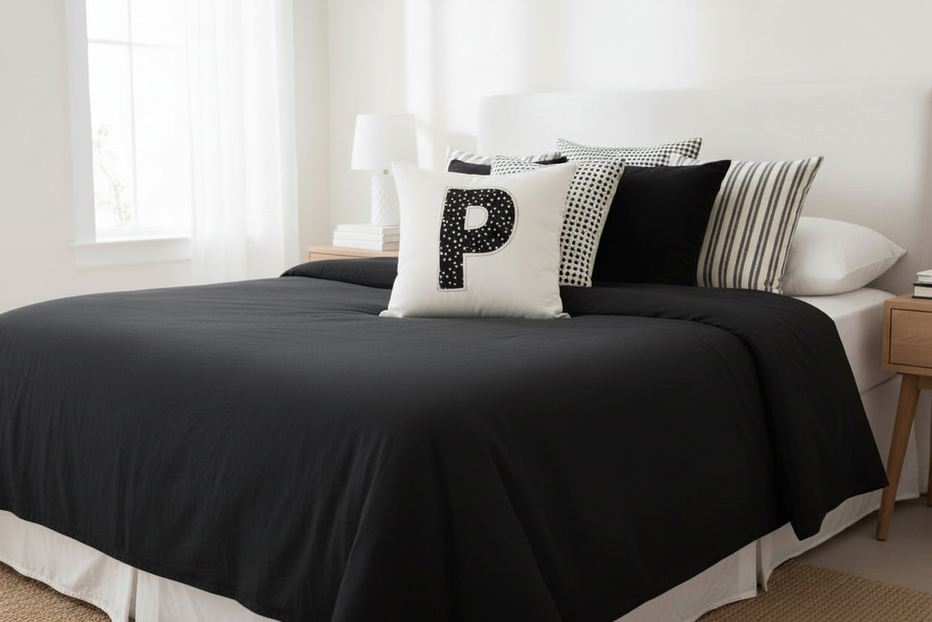 Hand-Stitched Monogram Throw Pillow Cover