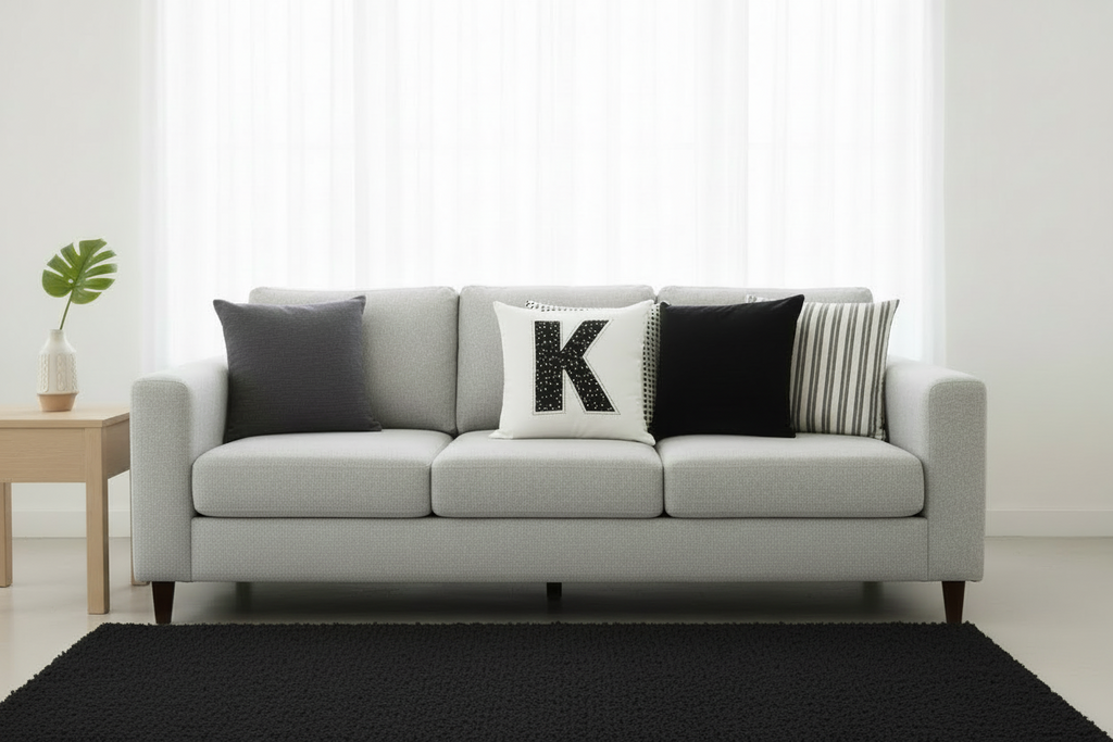 Hand-Stitched Monogram Throw Pillow Cover