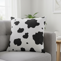 cow print black and white throw pillow cover example image