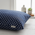 navy blue with small white poke a dots throw pillow cover