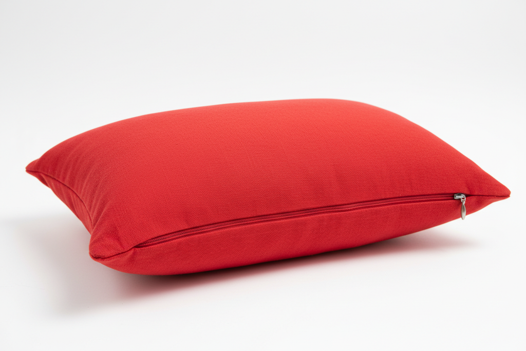 zipper at bottom of pillow 12 x 20 lumbar pillow throw cover cotton zipper closure  red